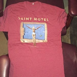 SAINT MOTEL - NEW MENS LARGE L BAND T SHIRT MAROON
